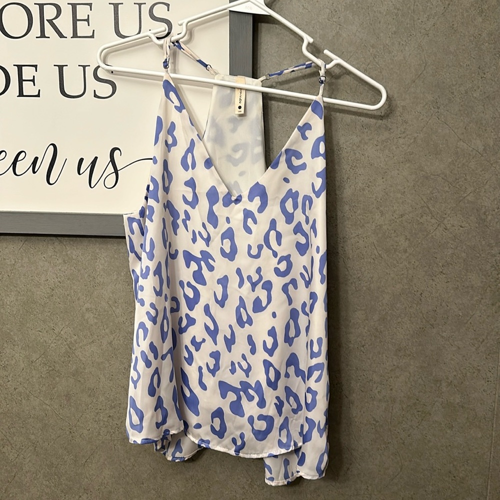 Tyche Blue leopard Tank Top. Size S. Only worn once. Adorable.